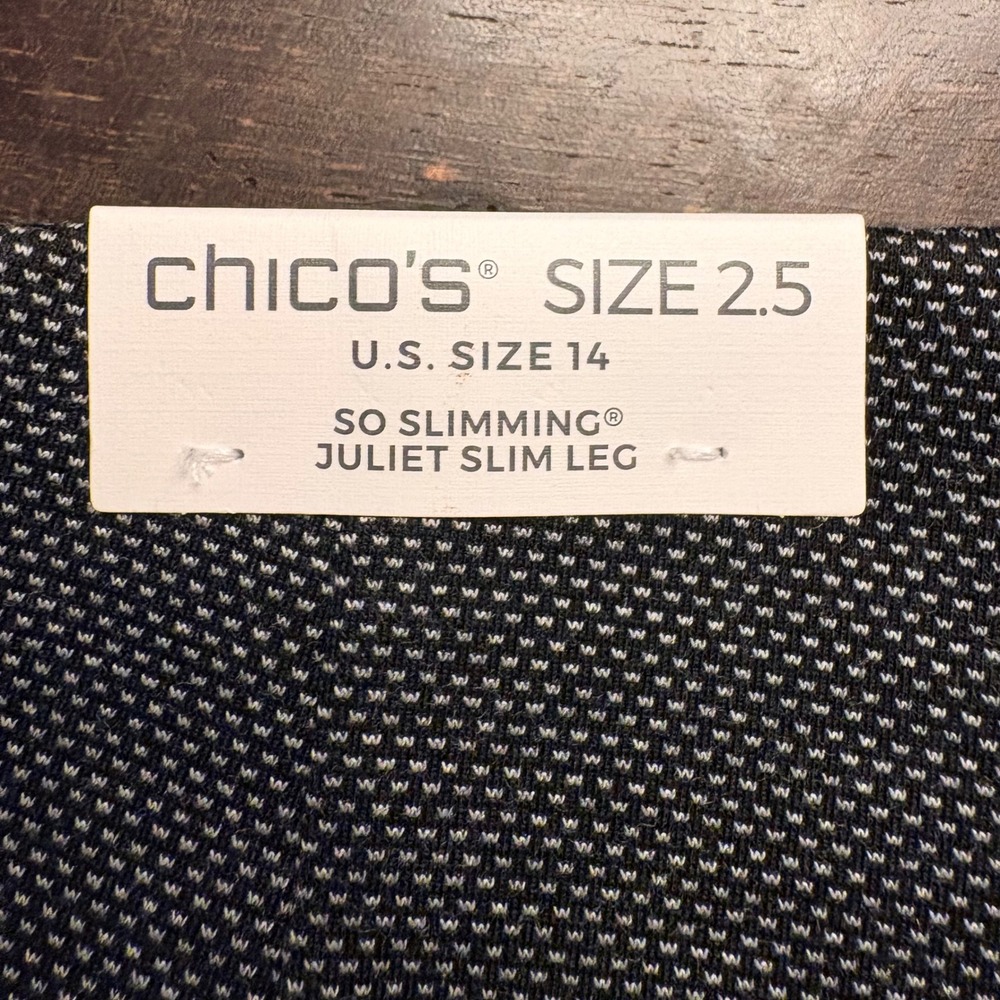 Chicos So Slimming 360 Juliet Ankle Pants Black White Trouser Size 2.5 US 14 NWT - Picture 5 of 16